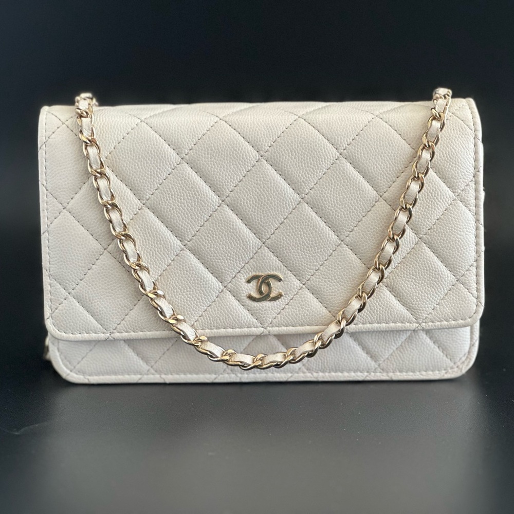 Chanel Caviar Quilted Wallet On Chain WOC White